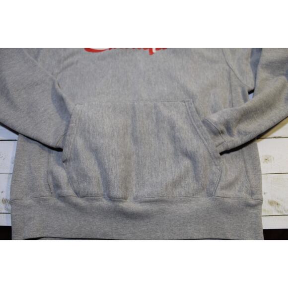 Champion Reverse Weave Men M Gray Hoodie Graphic Print Kangaroo Pocket Pullover - Picture 2 of 10